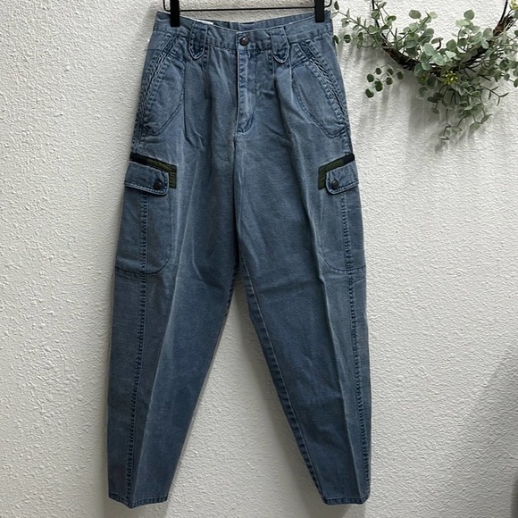 Vintage Denim - Vintage High Rise Baggy Jeans 25 Waist 80s 90s Streetwear Light Wash Snap Pocket